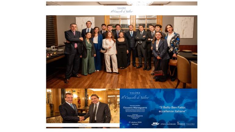 Il Cenacolo di Valore with young in Milan with Giovanni Marseguerra chancellor Cattolica del Sacro Cuore University and Paola Profeta chancellor Bocconi University